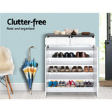 NNEDSZ  High Gloss Shoe Cabinet Rack- Black & White