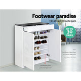 NNEDSZ  High Gloss Shoe Cabinet Rack- Black & White