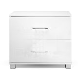NNEDSZ  High Gloss Two Drawers Bedside Table - White