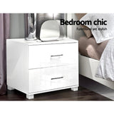 NNEDSZ  High Gloss Two Drawers Bedside Table - White