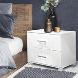 NNEDSZ  High Gloss Two Drawers Bedside Table - White