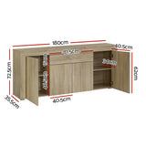 NNEDSZ Buffet Sideboard Cabinet Storage 4 Doors Cupboard Hall Wood Hallway Table