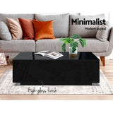 NNEDSZ Modern Coffee Table 4 Storage Drawers High Gloss Living Room Furniture Black