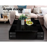 NNEDSZ Modern Coffee Table 4 Storage Drawers High Gloss Living Room Furniture Black