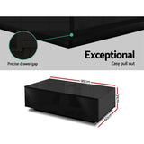NNEDSZ Modern Coffee Table 4 Storage Drawers High Gloss Living Room Furniture Black