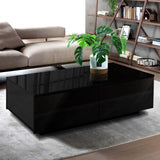 NNEDSZ Modern Coffee Table 4 Storage Drawers High Gloss Living Room Furniture Black