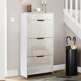 NNEDSZ Shoe Cabinet 3 Tier Shoes Storage Drawer High Gloss White Rack Shelf