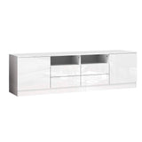 NNEDSZ 180cm TV Cabinet Stand Entertainment Unit High Gloss Furniture 4 Storage Drawers White