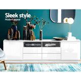 NNEDSZ 180cm TV Cabinet Stand Entertainment Unit High Gloss Furniture 4 Storage Drawers White