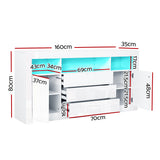 NNEDSZ Buffet Sideboard Cabinet 3 Drawers High Gloss Storage Cupboard LED