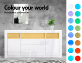 NNEDSZ Buffet Sideboard Cabinet 3 Drawers High Gloss Storage Cupboard LED
