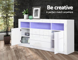 NNEDSZ Buffet Sideboard Cabinet 3 Drawers High Gloss Storage Cupboard LED