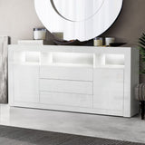NNEDSZ Buffet Sideboard Cabinet 3 Drawers High Gloss Storage Cupboard LED