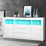 NNEDSZ Buffet Sideboard Cabinet 3 Drawers High Gloss Storage Cupboard LED