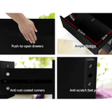 NNEDSZ Bedside Table 2 Drawers RGB LED Side Nightstand High Gloss Cabinet Black