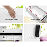 NNEDSZ Bedside Table 2 Drawers RGB LED Side Nightstand High Gloss Cabinet White