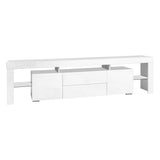 NNEDSZ TV Cabinet Entertainment Unit Stand RGB LED Gloss Furniture 200cm White