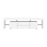 NNEDSZ TV Cabinet Entertainment Unit Stand RGB LED Gloss Furniture 200cm White