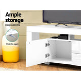 NNEDSZ TV Cabinet Entertainment Unit Stand RGB LED Gloss Furniture 200cm White