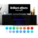 NNEDSZ 130cm RGB LED TV Stand Cabinet Entertainment Unit Gloss Furniture Black