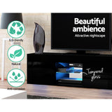 NNEDSZ 130cm RGB LED TV Stand Cabinet Entertainment Unit Gloss Furniture Black