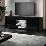 NNEDSZ 130cm RGB LED TV Stand Cabinet Entertainment Unit Gloss Furniture Black