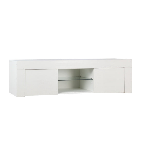 NNEDSZ TV Cabinet Entertainment Unit Stand RGB LED Gloss Furniture 130cm White
