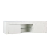 NNEDSZ TV Cabinet Entertainment Unit Stand RGB LED Gloss Furniture 130cm White