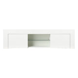 NNEDSZ TV Cabinet Entertainment Unit Stand RGB LED Gloss Furniture 130cm White