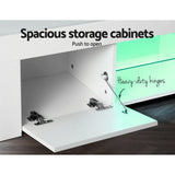 NNEDSZ TV Cabinet Entertainment Unit Stand RGB LED Gloss Furniture 130cm White