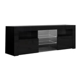 NNEDSZ 145cm RGB LED TV Cabinet Entertainment Unit Stand Gloss Furniture Black