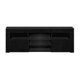 NNEDSZ 145cm RGB LED TV Cabinet Entertainment Unit Stand Gloss Furniture Black
