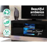 NNEDSZ 145cm RGB LED TV Cabinet Entertainment Unit Stand Gloss Furniture Black