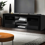 NNEDSZ 145cm RGB LED TV Cabinet Entertainment Unit Stand Gloss Furniture Black