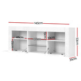 NNEDSZ TV Cabinet Entertainment Unit Stand RGB LED Gloss Furniture 145cm White