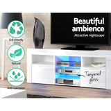 NNEDSZ TV Cabinet Entertainment Unit Stand RGB LED Gloss Furniture 145cm White