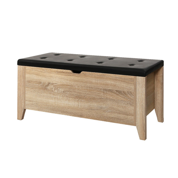 NNEDSZ Storage Ottoman Blanket Box Leather Bench Foot Stool Chest Toy Oak Couch