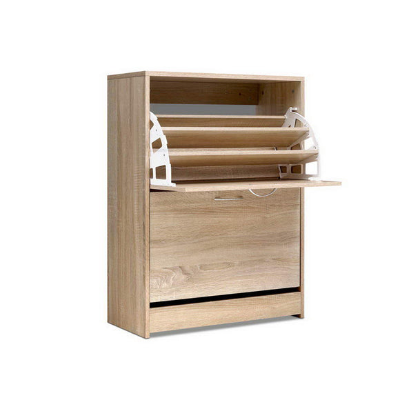 NNEDSZ Shoe Cabinet Shoes Storage Rack 24 Pairs Organiser Shelf Cupboard Oak