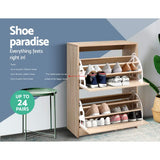 NNEDSZ Shoe Cabinet Shoes Storage Rack 24 Pairs Organiser Shelf Cupboard Oak