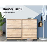 NNEDSZ Shoe Cabinet Shoes Storage Rack 24 Pairs Organiser Shelf Cupboard Oak