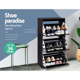 NNEDSZ Shoe Cabinet Shoes Organiser Storage Rack 36 Pairs Shelf Cupboard Walnut