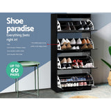 NNEDSZ Shoe Cabinet Shoes Storage Rack Organiser 60 Pairs Black Shelf Drawer