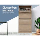 NNEDSZ Shoe Cabinet Shoes Storage Rack Organiser 60 Pairs Wood Shelf Drawer