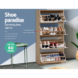 NNEDSZ Shoe Cabinet Shoes Storage Rack Organiser 60 Pairs Wood Shelf Drawer