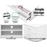 NNEDSZ 120cm TV Stand Entertainment Unit Storage Cabinet Drawers Shelf White