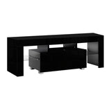 NNEDSZ TV Cabinet Entertainment Unit Stand RGB LED Gloss Furniture 130cm Black