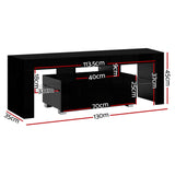 NNEDSZ TV Cabinet Entertainment Unit Stand RGB LED Gloss Furniture 130cm Black