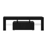 NNEDSZ TV Cabinet Entertainment Unit Stand RGB LED Gloss Furniture 130cm Black