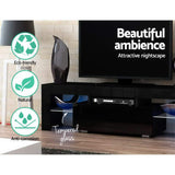 NNEDSZ TV Cabinet Entertainment Unit Stand RGB LED Gloss Furniture 130cm Black