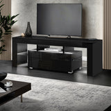 NNEDSZ TV Cabinet Entertainment Unit Stand RGB LED Gloss Furniture 130cm Black